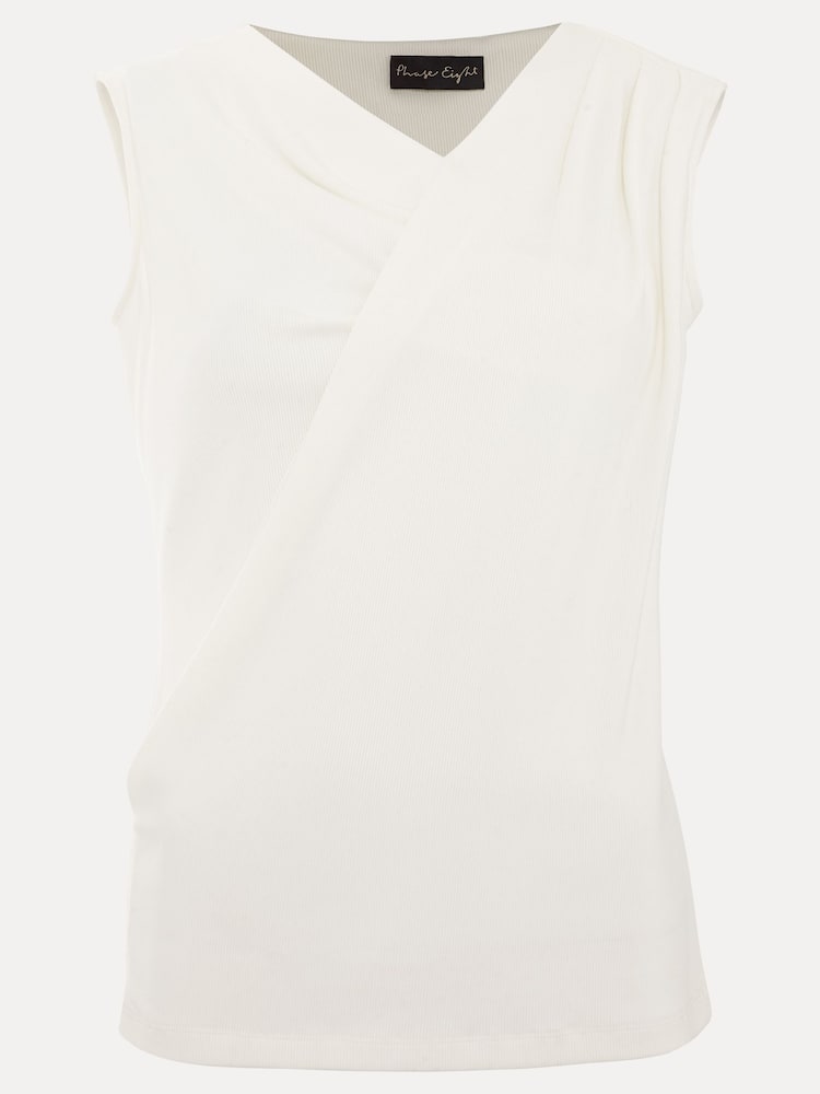 Phase Eight Cream Sutton Sleeveless Drape Rib Top - Image 6 of 6