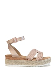 Linzi Metallic Karla Embellished Two Part Espadrille Inspired Wedges - Image 2 of 4