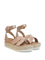 Linzi Metallic Karla Embellished Two Part Espadrille Inspired Wedges - Image 4 of 4