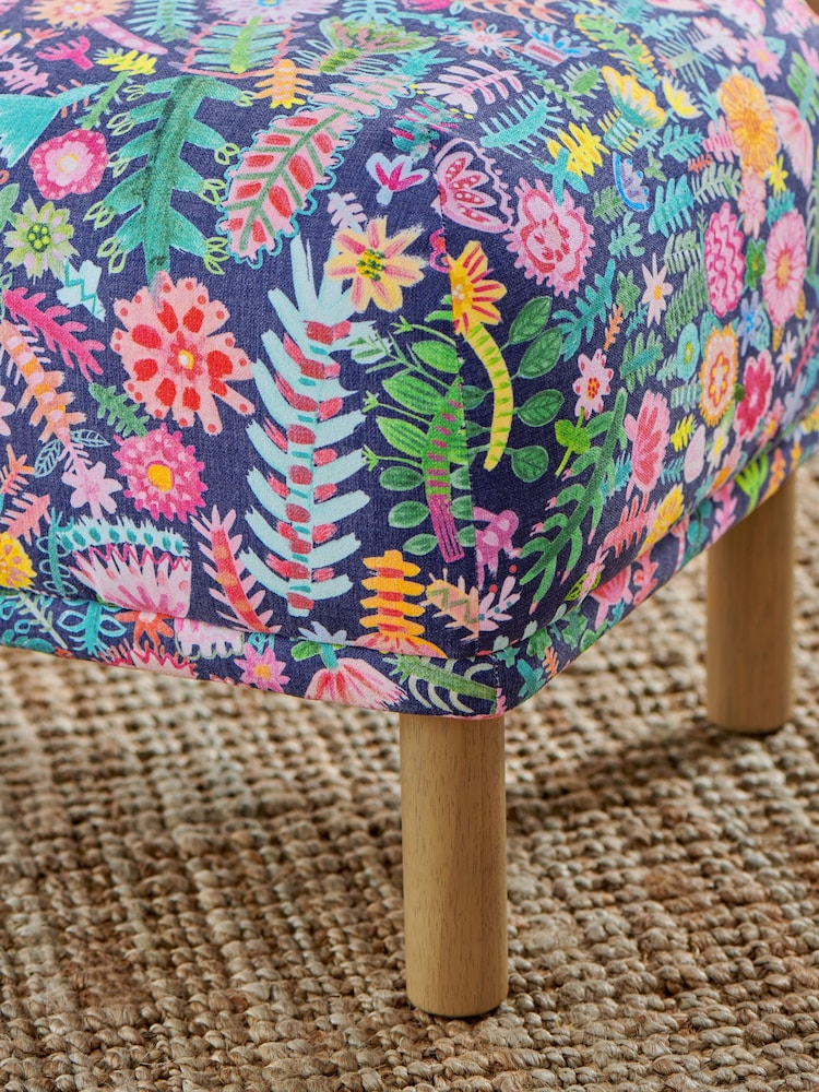 Lucy Tiffney Navy Ditsy Floral Accent Chair - Image 2 of 8