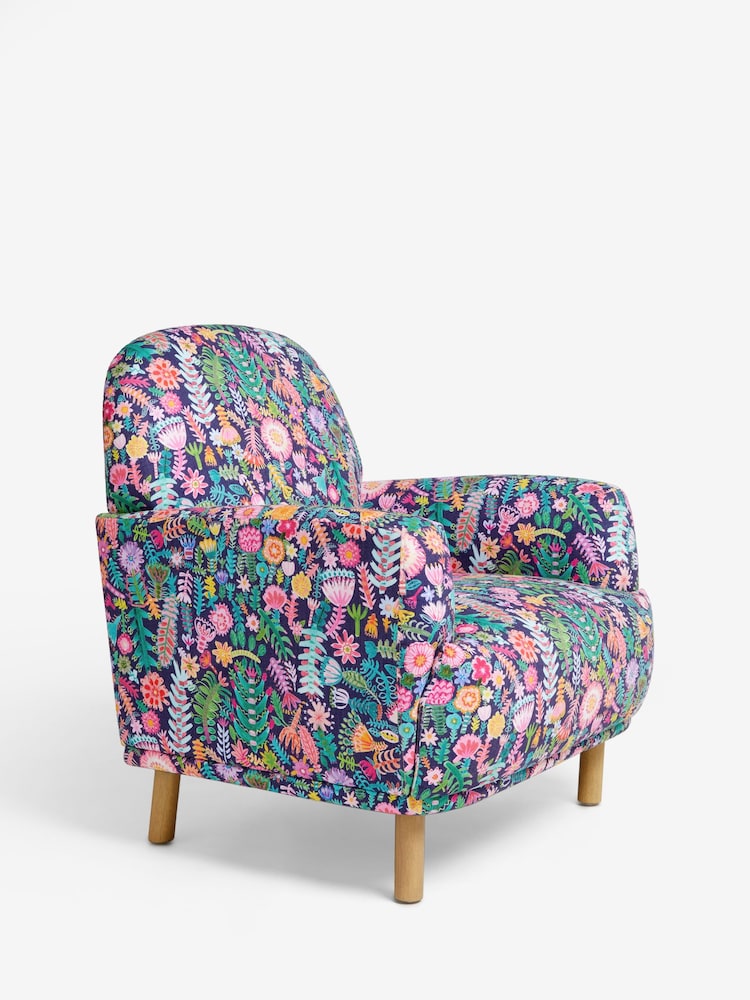 Lucy Tiffney Navy Ditsy Floral Accent Chair - Image 2 of 7