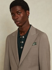 Reiss Olive Pulcino Reversible Silk Pocket Square - Image 2 of 5