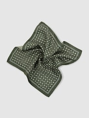 Reiss Olive Pulcino Reversible Silk Pocket Square - Image 3 of 5