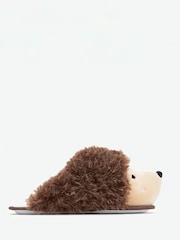 Boux Avenue Brown Hedgehog Plush Mule Slippers - Image 2 of 6