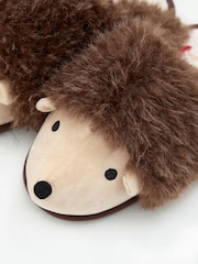 Boux Avenue Brown Hedgehog Plush Mule Slippers - Image 5 of 6