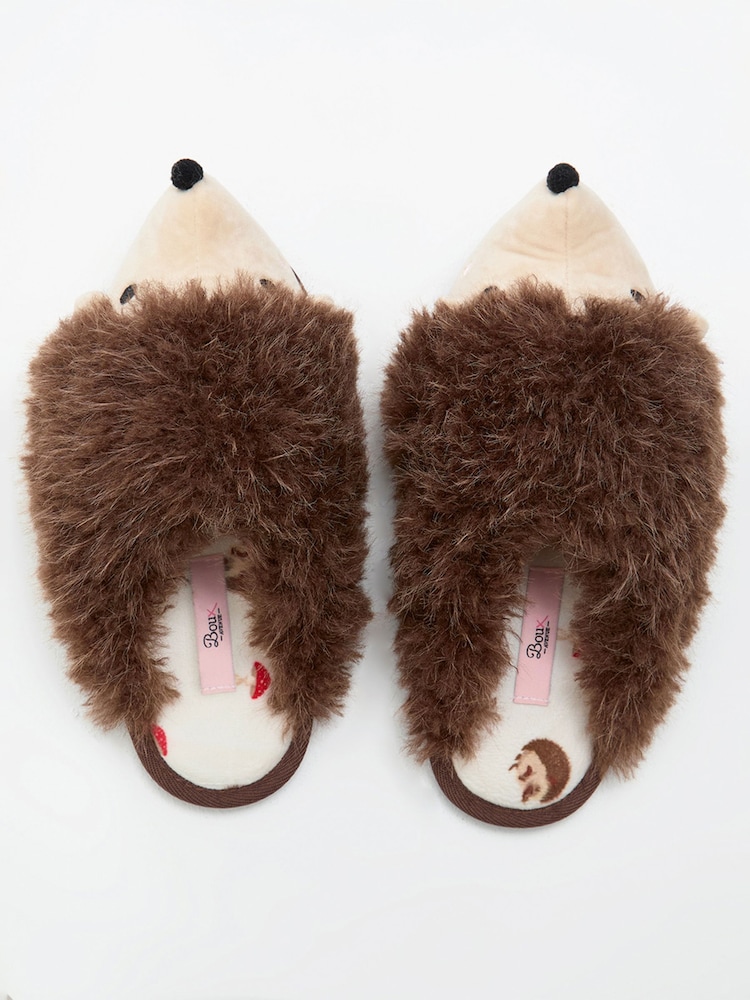 Boux Avenue Brown Hedgehog Plush Mule Slippers - Image 6 of 6 Boux Avenue Brown Hedgehog Plush Mule Slippers - Image 6 of 6