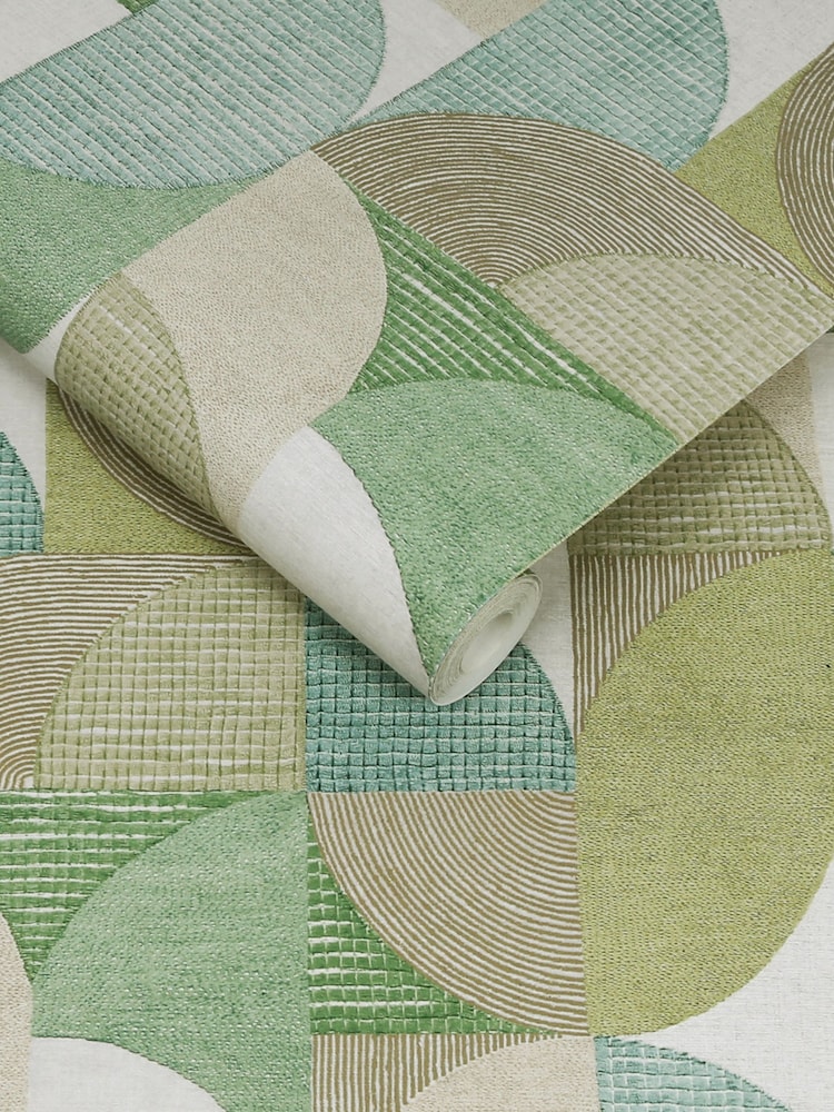 Graham & Brown Green Stitch Craze Wallpaper Sample - Image 3 of 3