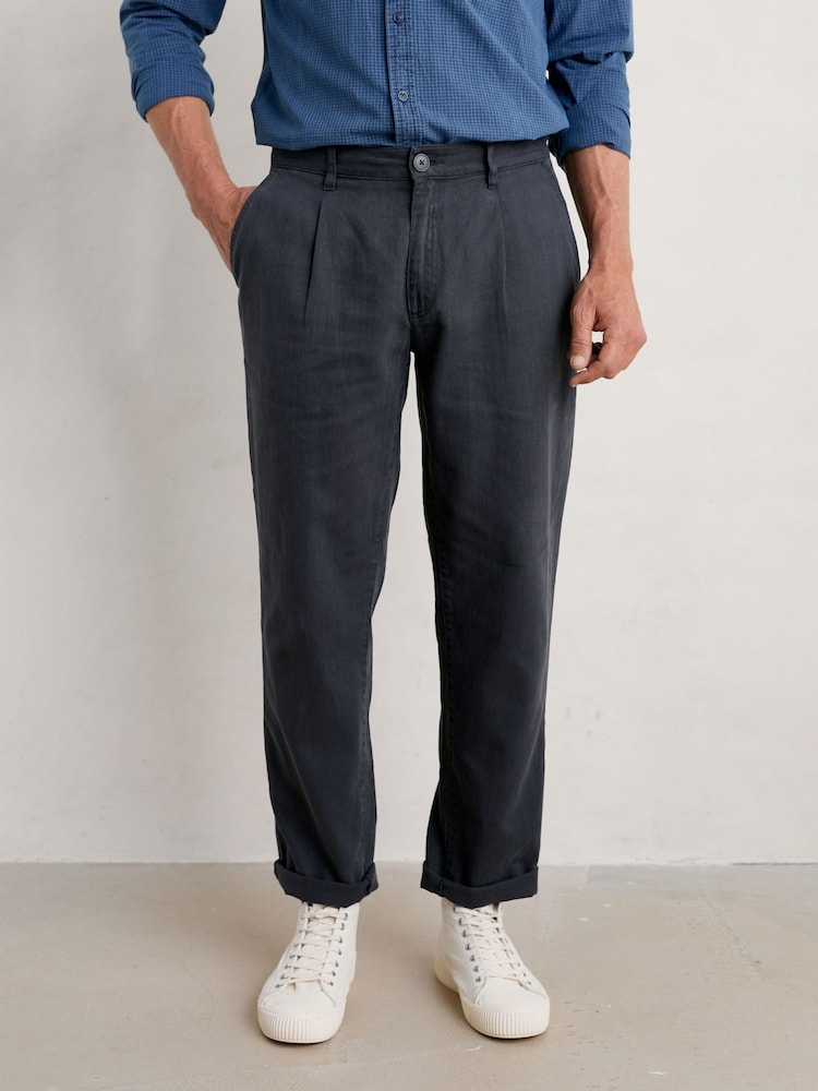 Seasalt Cornwall Blue Short Mens Helmsman Trousers - Image 1 of 4
