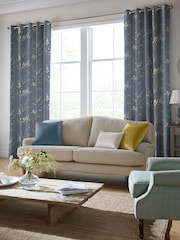 Laura Ashley Dark Seaspray Blue Pussy Willow Made to Measure 100% Cotton Curtains - Image 1 of 9