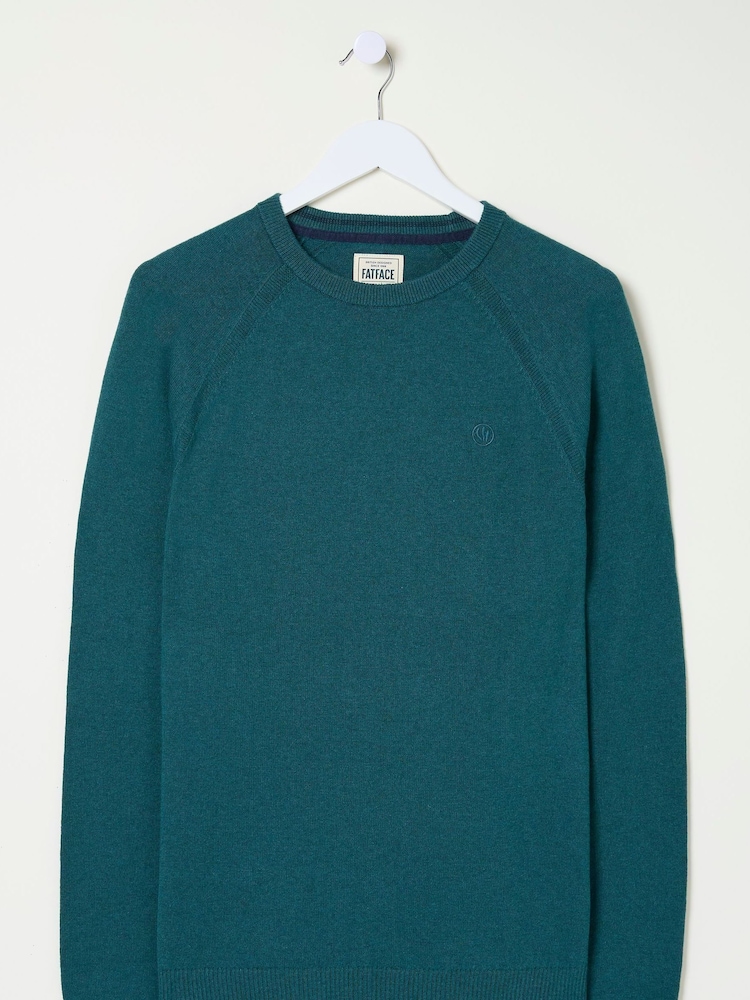 FatFace Rye Teal Blue Cotton Cashmere Crew Neck Jumper - Image 6 of 6 FatFace Rye Teal Blue Cotton Cashmere Crew Neck Jumper - Image 6 of 6