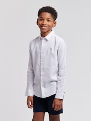 U.S. Polo Assn. White Linen Blend Boys Shirt - Image 1 of 7