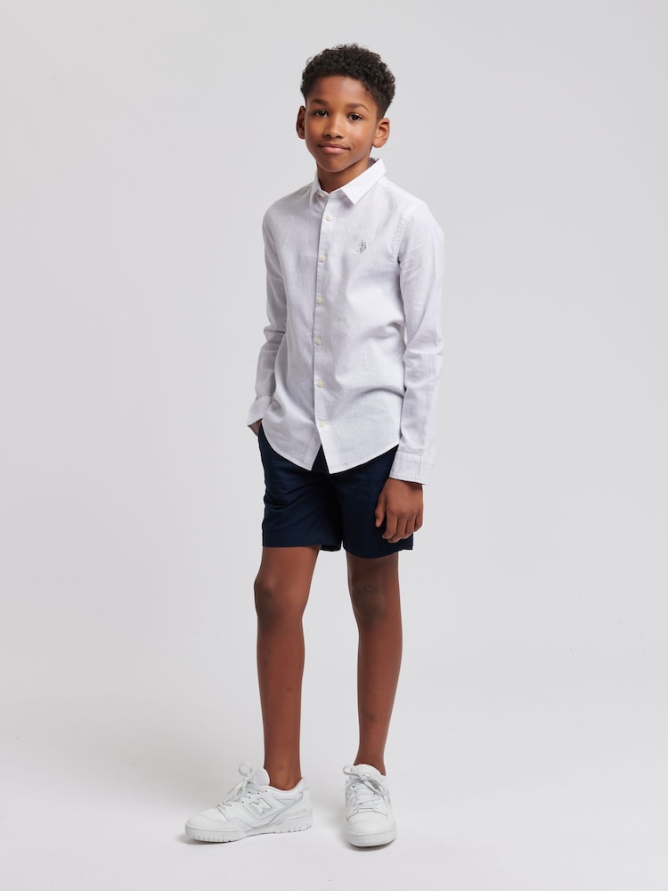 U.S. Polo Assn. White Linen Blend Boys Shirt - Image 2 of 7