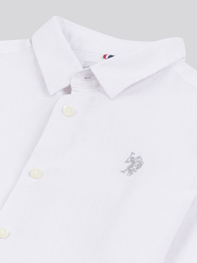 U.S. Polo Assn. White Linen Blend Boys Shirt - Image 7 of 7