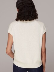 Whistles Natural Lyla Short Sleeve Polo Shirt - Image 2 of 5
