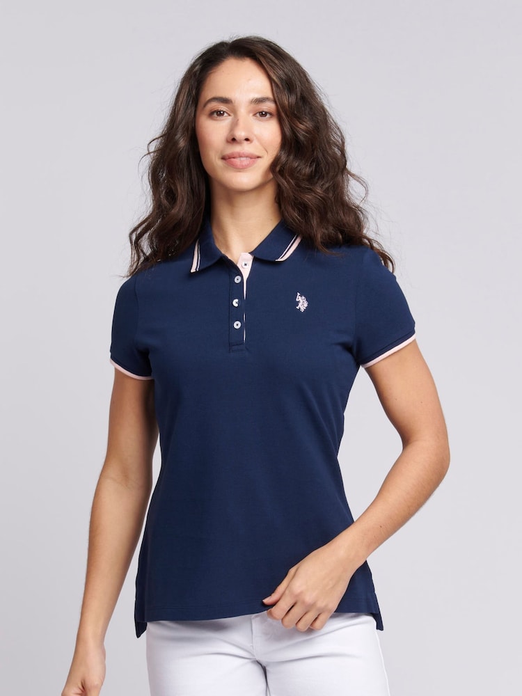 Blauw - U.S. Polo Assn. Regular Fit Womens Pique Polo Shirt - Image 4 of 8