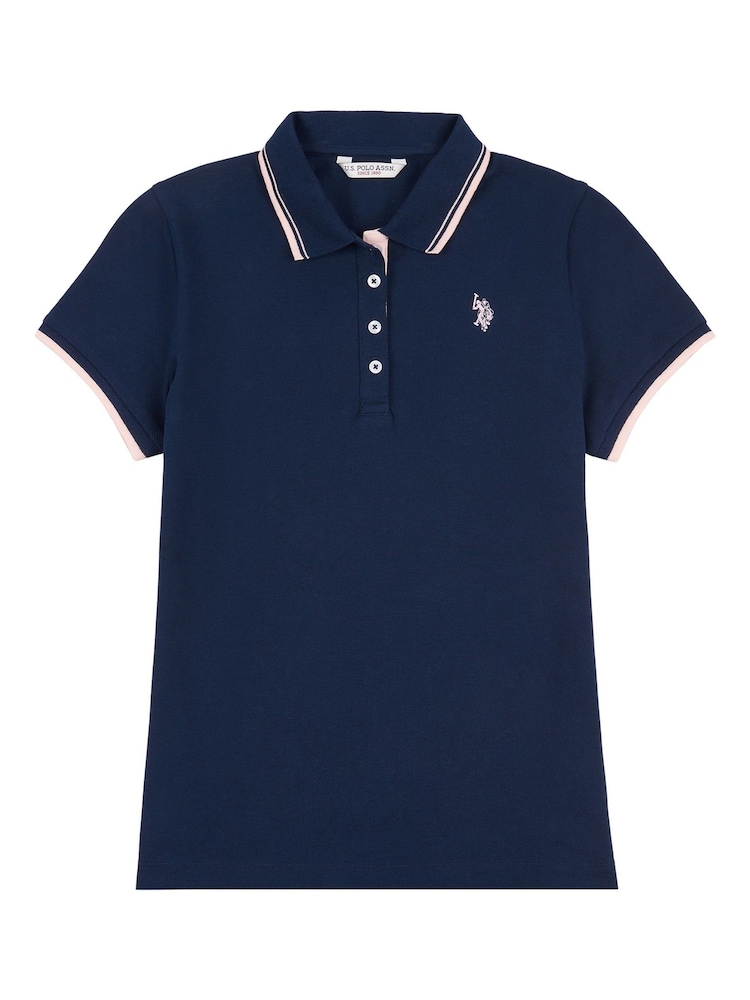 Blauw - U.S. Polo Assn. Regular Fit Womens Pique Polo Shirt - Image 7 of 8