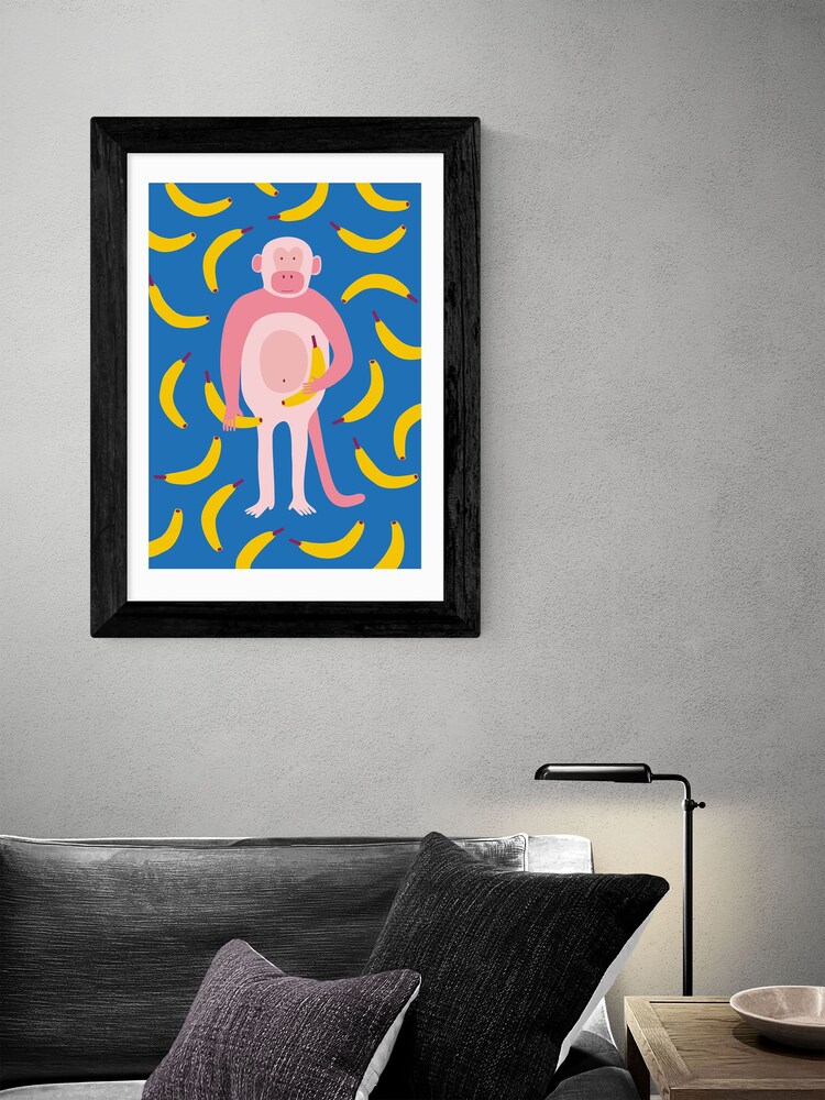 East End Prints Black Monkey Bananas Framed Art Print - Image 2 of 3
