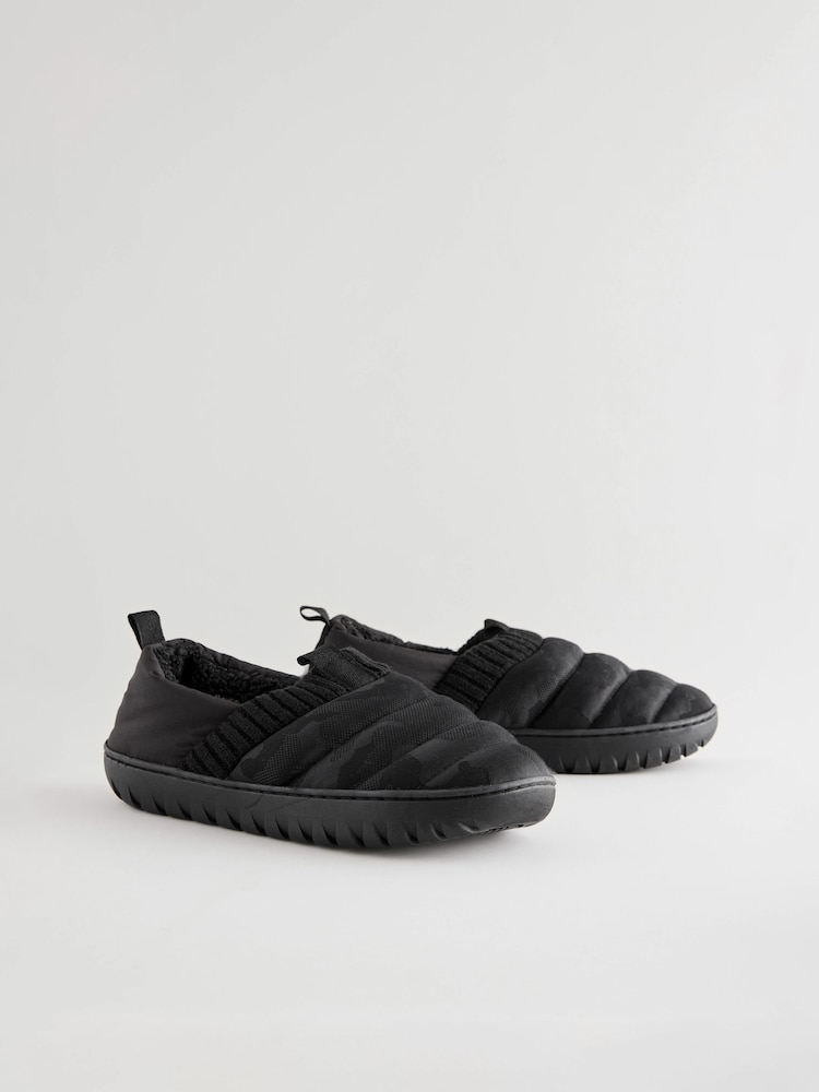 Black Padded Close Back Slippers - Image 1 of 6 Black Padded Close Back Slippers - Image 1 of 6