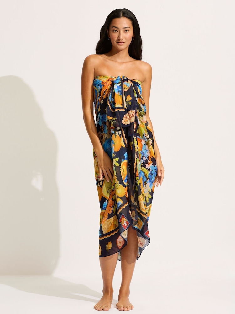 Seafolly Blue Ciao Bella Sarong - Image 7 of 7 Seafolly Blue Ciao Bella Sarong - Image 7 of 7