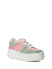 Dune London Pink Evangelyn Flatform Lace-Up Trainers - Image 4 of 6