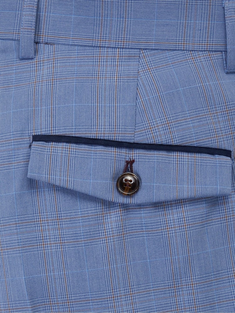Skopes Pale Blue Tailored Fit Fontelo Check Suit: Trousers - Image 4 of 4