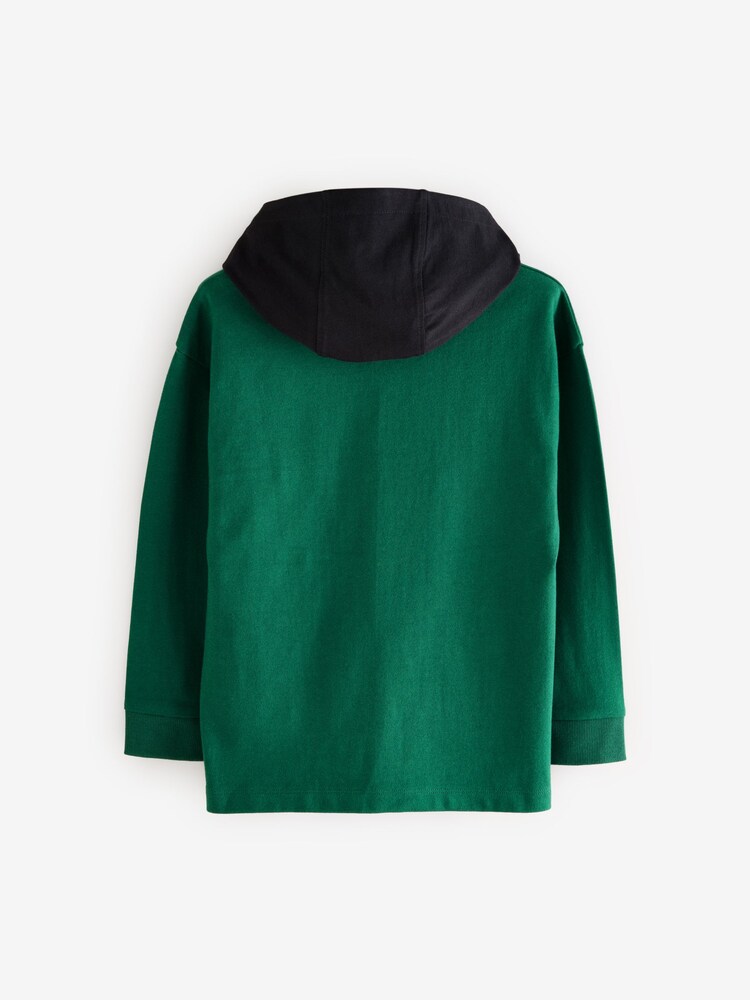 Green Hooded Long Sleeve Skate 100% Cotton T-Shirt (3-16yrs) - Image 2 of 4 Green Hooded Long Sleeve Skate 100% Cotton T-Shirt (3-16yrs) - Image 2 of 4