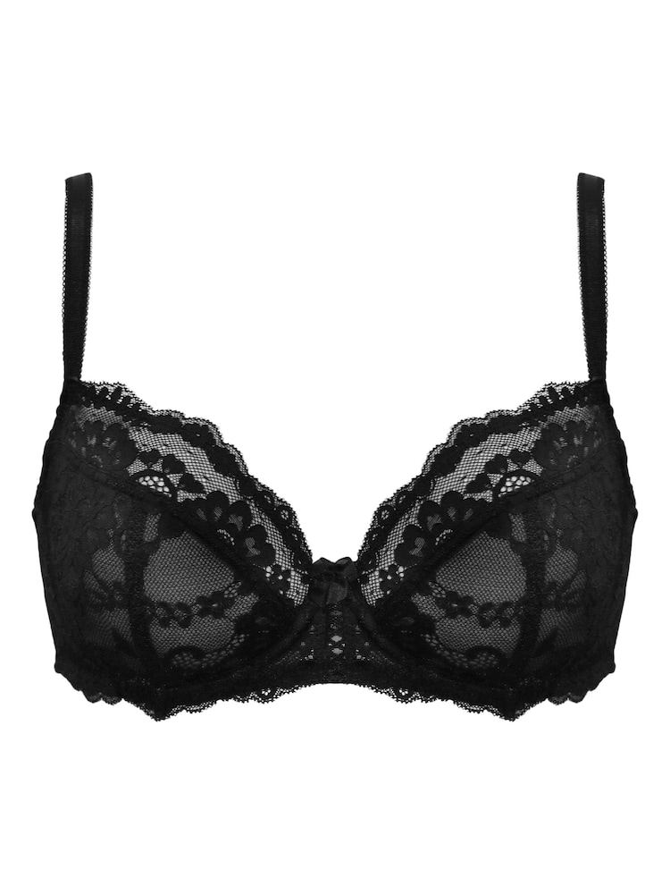 Czarny - Pour Moi Fleur Underwired Balconette Bra - Image 3 of 4