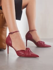 Red Forever Comfort® Standard/Wide Fit Leather Knot Point Toe Heel Court Shoes - Image 1 of 10