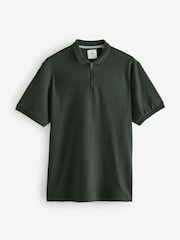 Olive Vihreä - Lyhyt hiha Textured Quarter Zip Pikeepaidat - Kuva 6 / 8
