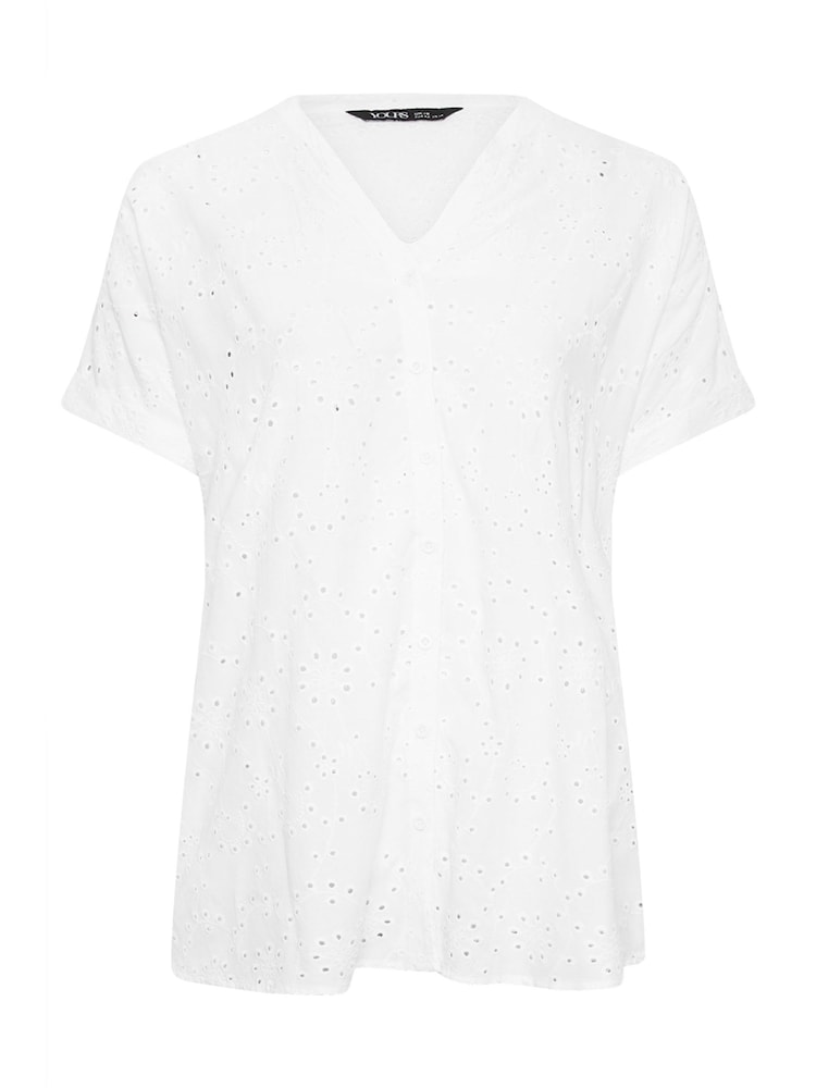 Yours Curve White 100% Cotton Broderie Notch Neck Top - Image 5 of 5 Yours Curve White 100% Cotton Broderie Notch Neck Top - Image 5 of 5