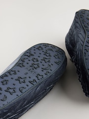Navy Jaquard Velvet Moccasin Faux Fur Lined Slippers - Image 5 of 5