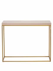 Pacific Beige Granite and Gold Metal Console Table - Image 2 of 6