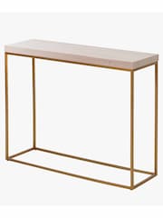Pacific Beige Granite and Gold Metal Console Table - Image 3 of 6