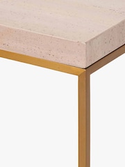 Pacific Beige Granite and Gold Metal Console Table - Image 5 of 6