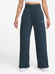 Nike Navy Phoenix Fleece High Waisted Wide Leg Joggers - Image 1 of 3