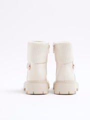 River Island Cream Girls Knit Chelsea Boots - Image 3 of 5