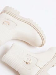 River Island Cream Girls Knit Chelsea Boots - Image 5 of 5