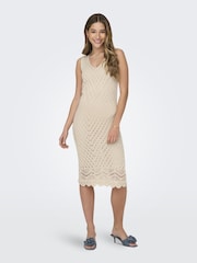JDY Cream Crochet Sleevelesss Beach Dress - Image 2 of 5