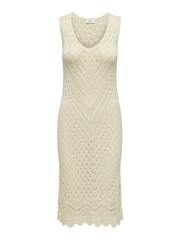 JDY Cream Crochet Sleevelesss Beach Dress - Image 4 of 5