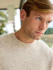 Нейтральный - Relaxed Fit Signature Brushed Alpaca/Wool Mix Crew Jumper - Image 1 of 9