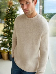 Нейтральный - Relaxed Fit Signature Brushed Alpaca/Wool Mix Crew Jumper - Image 5 of 9