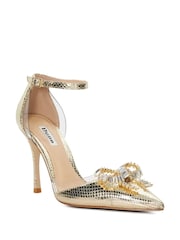 Dune London Gold Confess Bow Trim 2 Part Heels - Image 3 of 5