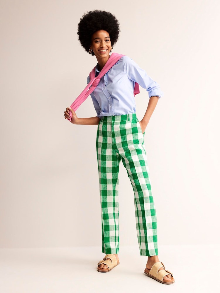 Boden Green Crinkle Tapered Trousers - Image 1 of 5