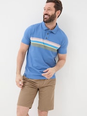 FatFace Blue Chest Stripe Polo Shirt - Image 1 of 5