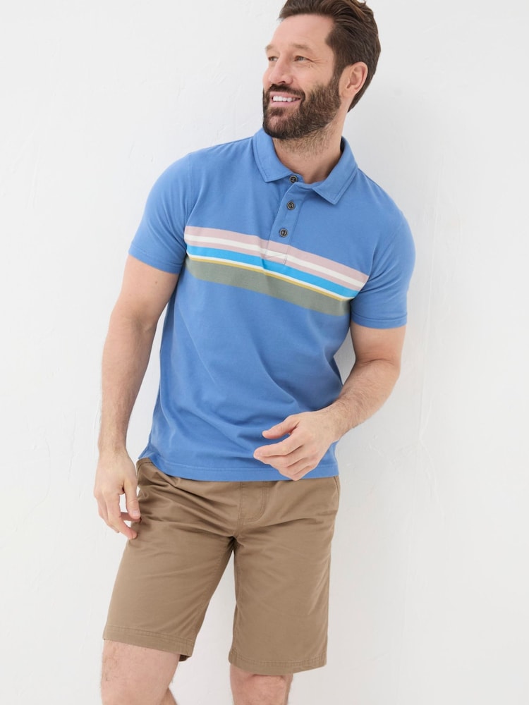FatFace Blue Chest Stripe Polo Shirt - Image 1 of 5