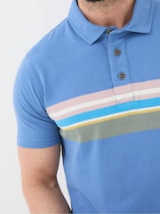 FatFace Blue Chest Stripe Polo Shirt - Image 4 of 5