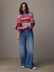 Multi Statement Fringe Stripe Knitted Jumper - Image 3 of 6