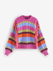 Multi Statement Fringe Stripe Knitted Jumper - Image 5 of 6