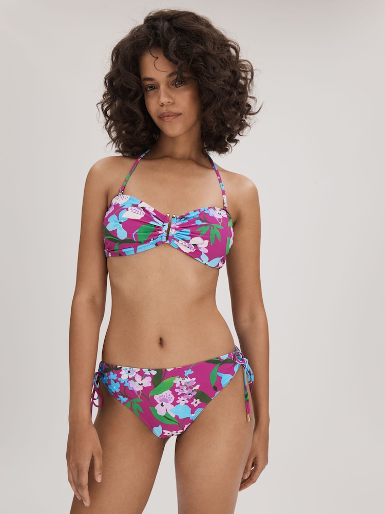 Florere Printed Ruched Bikini Bottoms - Image 1 of 5