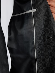 Grey Regular Fit Textured Tuxedo Suit Jacket - Image 5 of 10